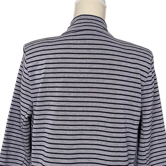 Cabi Striped Car Coat Women’s Size L 3/4 Sleeves Navy Gray - Picture 7 of 10